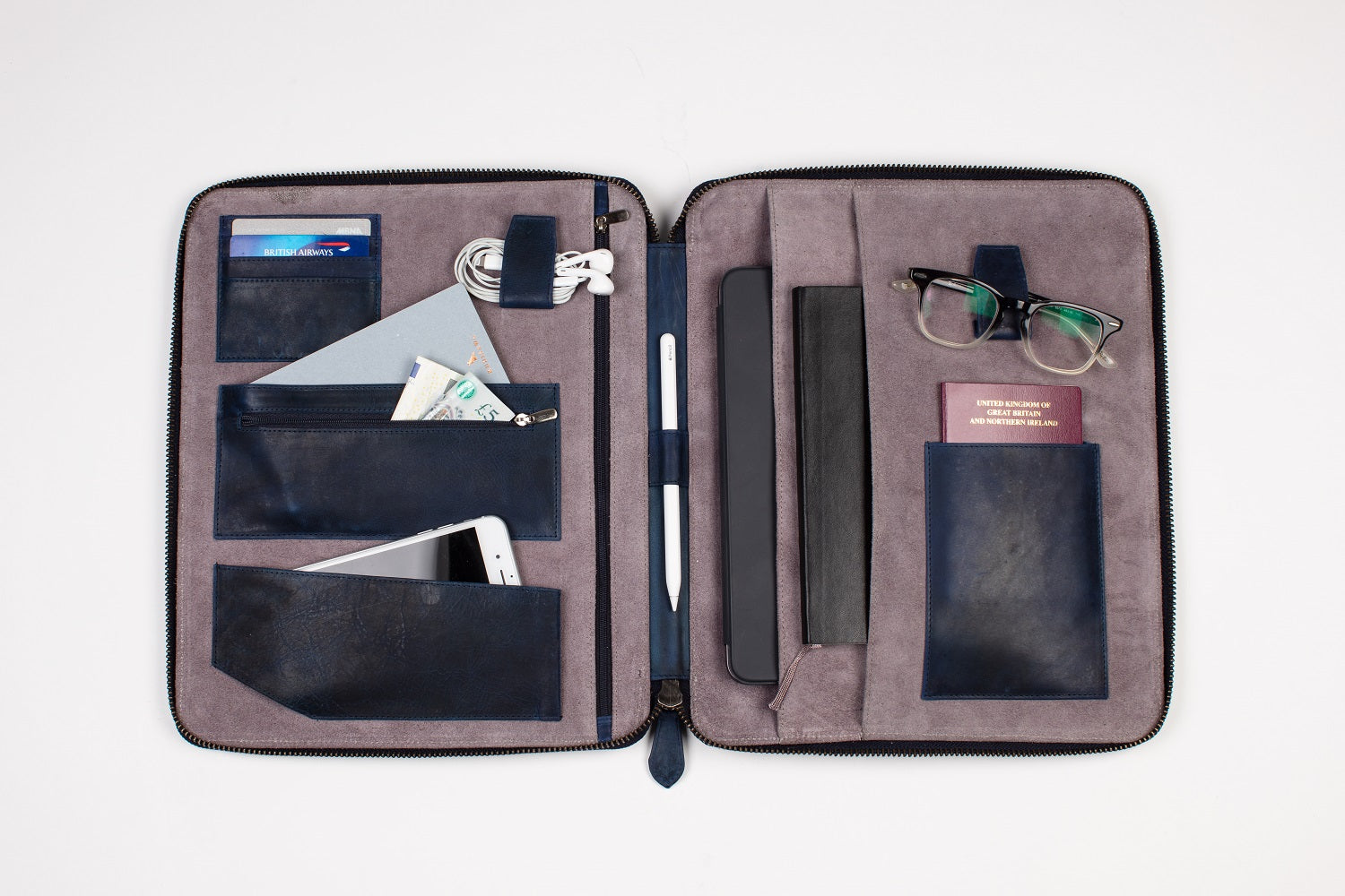 Travel Wallet Organizer Deep Blue 5 sizes