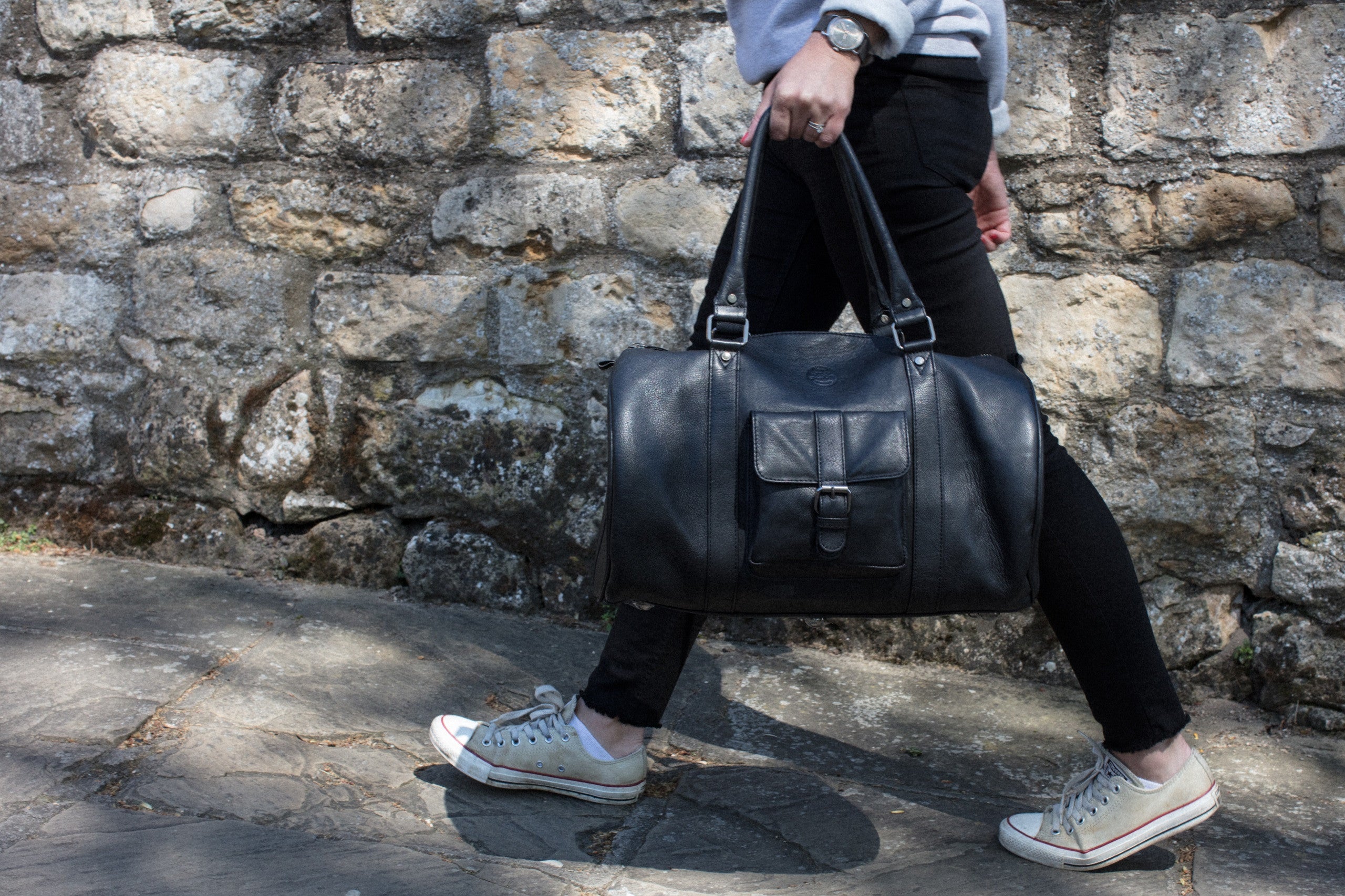 Men's small leather best sale duffle bag