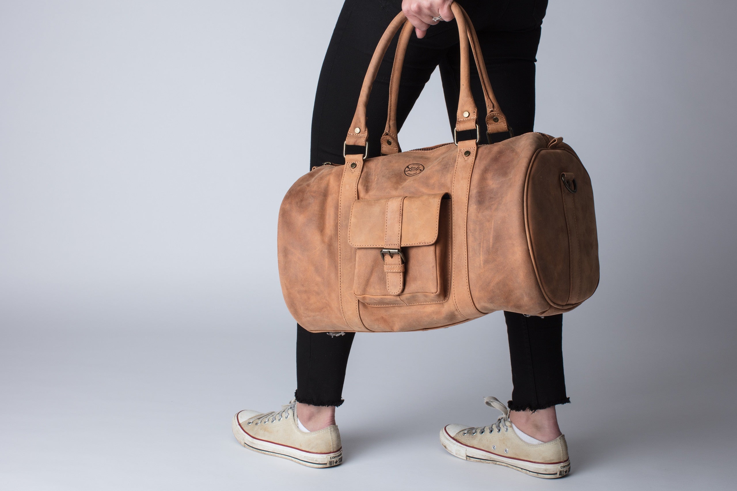Vintage leather overnight bag on sale